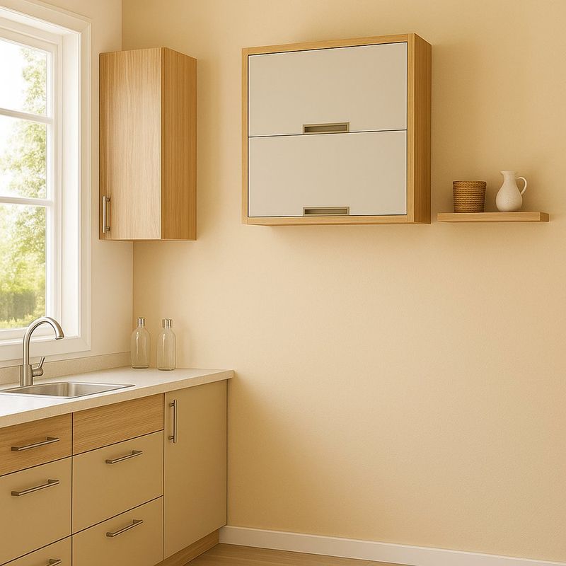 Gabinete de Cocina Aéreo Blanco y Café 2 Gavetas