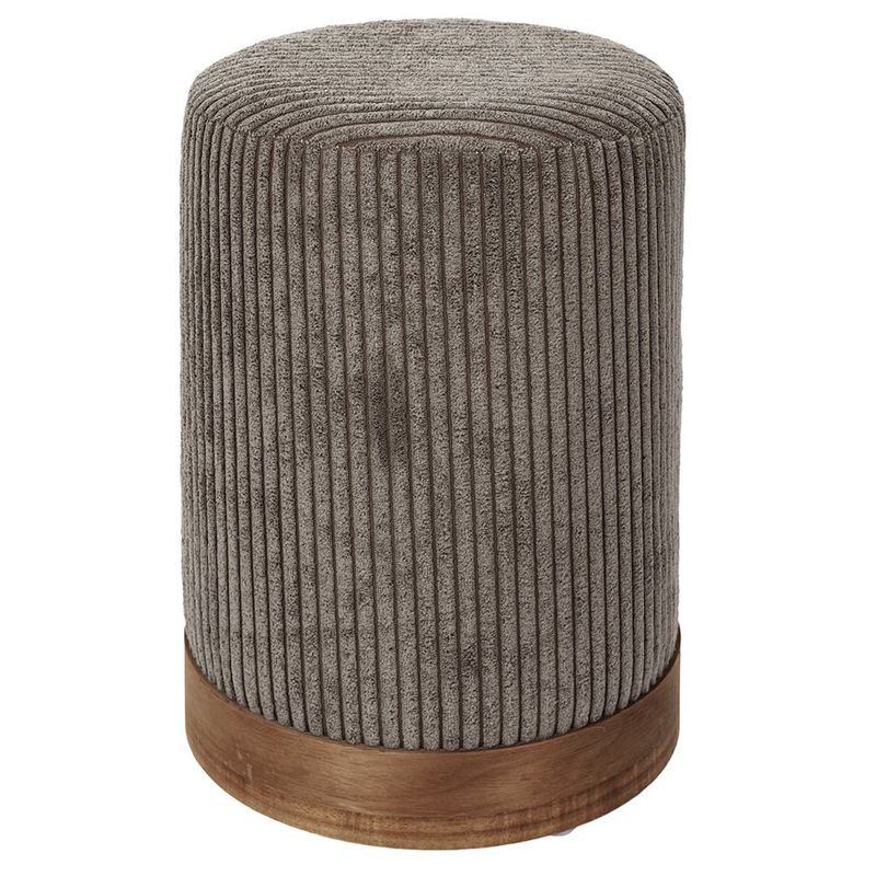 Banco Tapizado Tipo Pana Gris con Base de Madera