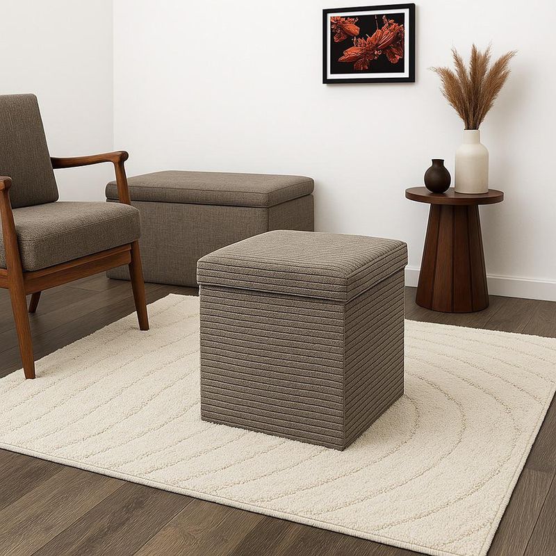 Banco Cuadrado Plegable Tapizado Taupe