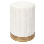 Banco Tapizado Tipo Pana Blanco con Base de Madera