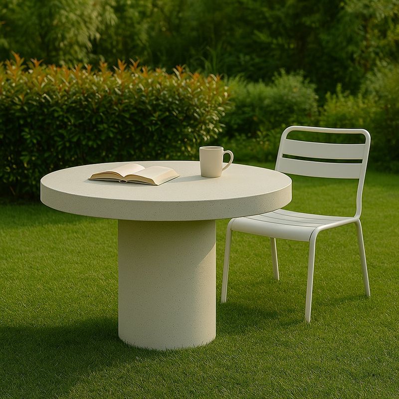 Mesa Redonda Frida Beige Texturizada 110 Cm