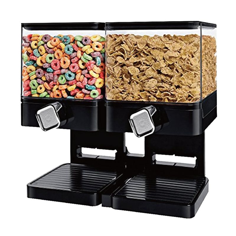 Dispensador Cuadrado Doble de Cereal Negro