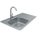 Kit Lavatrastos 1 Fosa Izquierdo con Llave 101 x 54 x 18 cm Color Acero
