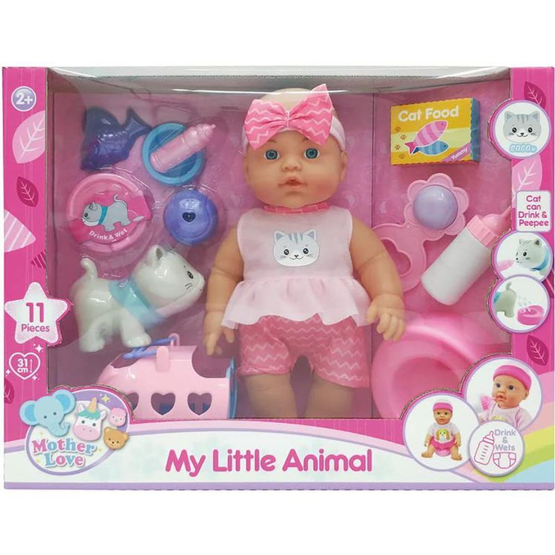 Bebé con Gato de 31 cm de Mother Love