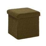 Taburete Plegable con Almacenamiento Verde Olivo&nbsp;