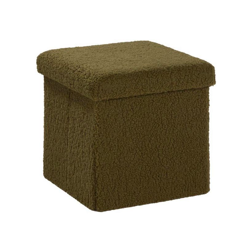 Taburete Plegable con Almacenamiento Verde Olivo&nbsp;