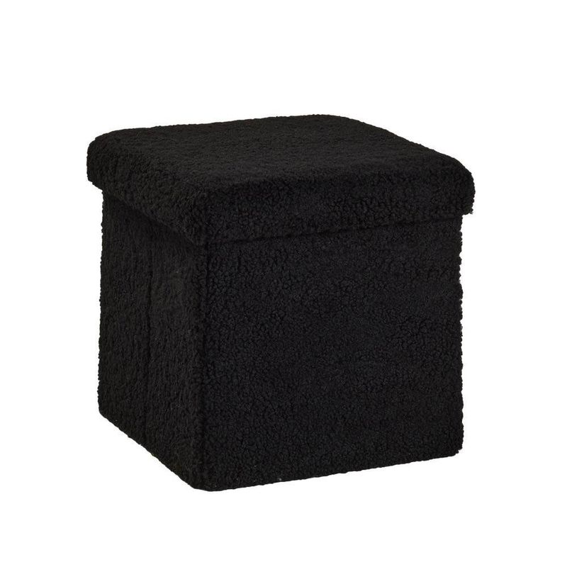 Taburete Plegable con Almacenamiento Negro