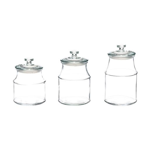Set de 3 Frascos de Vidrio Transparente