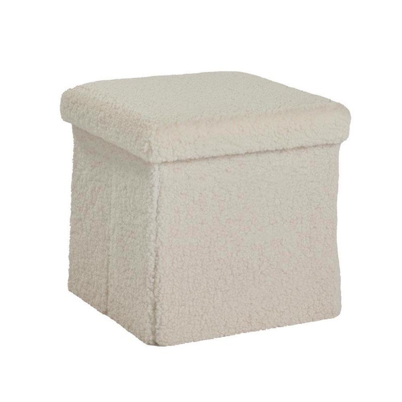 Taburete Plegable con Almacenamiento Crema