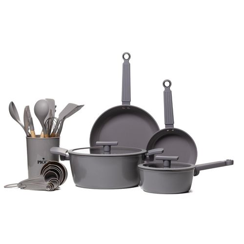 Batería de Cocina 26 Piezas Gris con Antiadherente