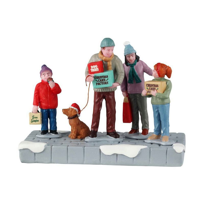 Figura de Familia Comprando Pastelillos para Villa Navideña