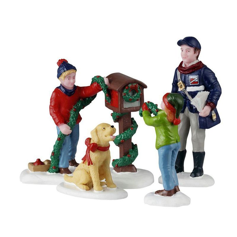 Set de 4 Figuras Decorando el Buzón para Villa Navideña