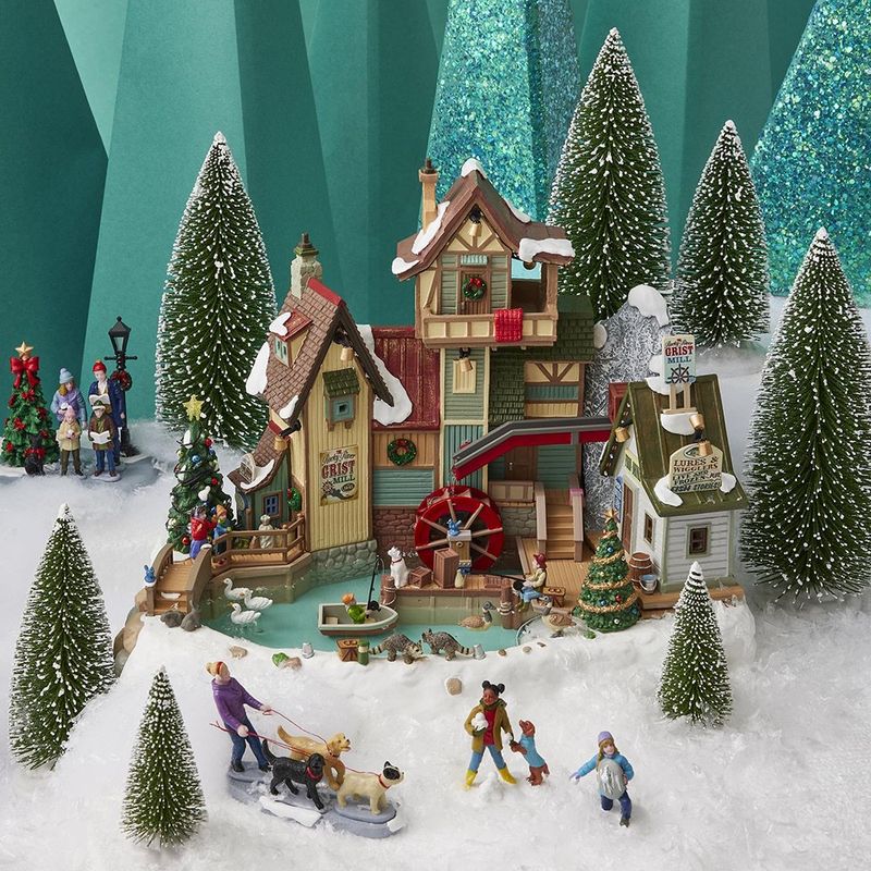 Molino “Rocky River” con Movimiento y Luz LED para Villa Navideña