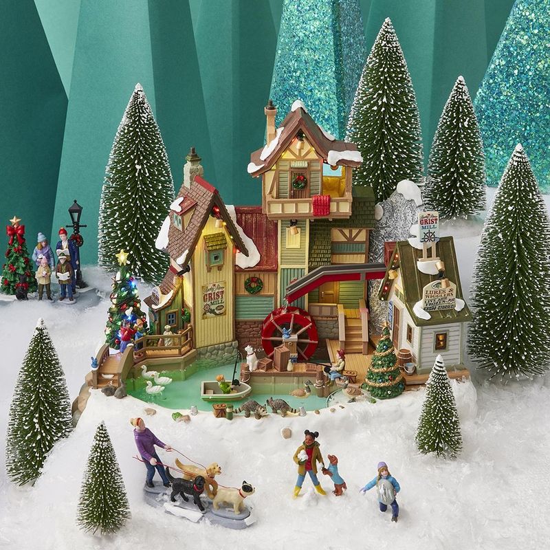 Molino “Rocky River” con Movimiento y Luz LED para Villa Navideña