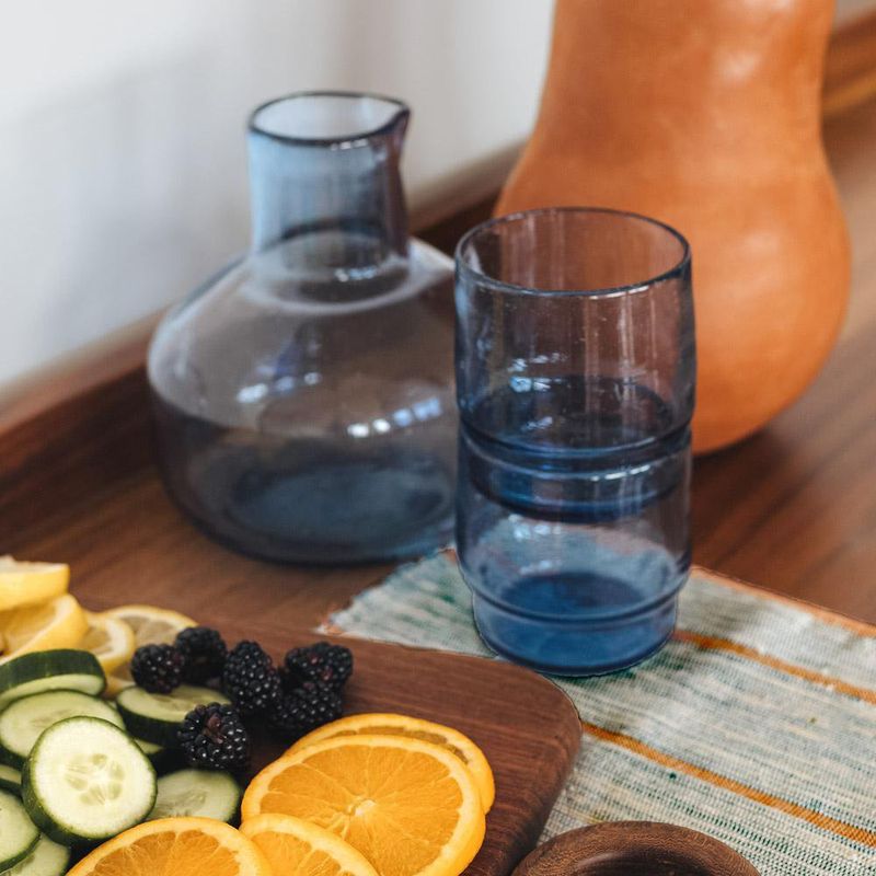 Set De 4 Vasos De Vidrio Azules 12 Oz - Kikotem