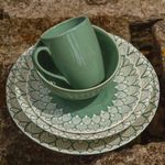 Plato Para Cena 10.6 Plg Coupe Flor Verde - Niu Haus