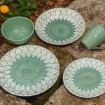 Plato Para Cena 10.6 Plg Coupe Flor Verde - Niu Haus