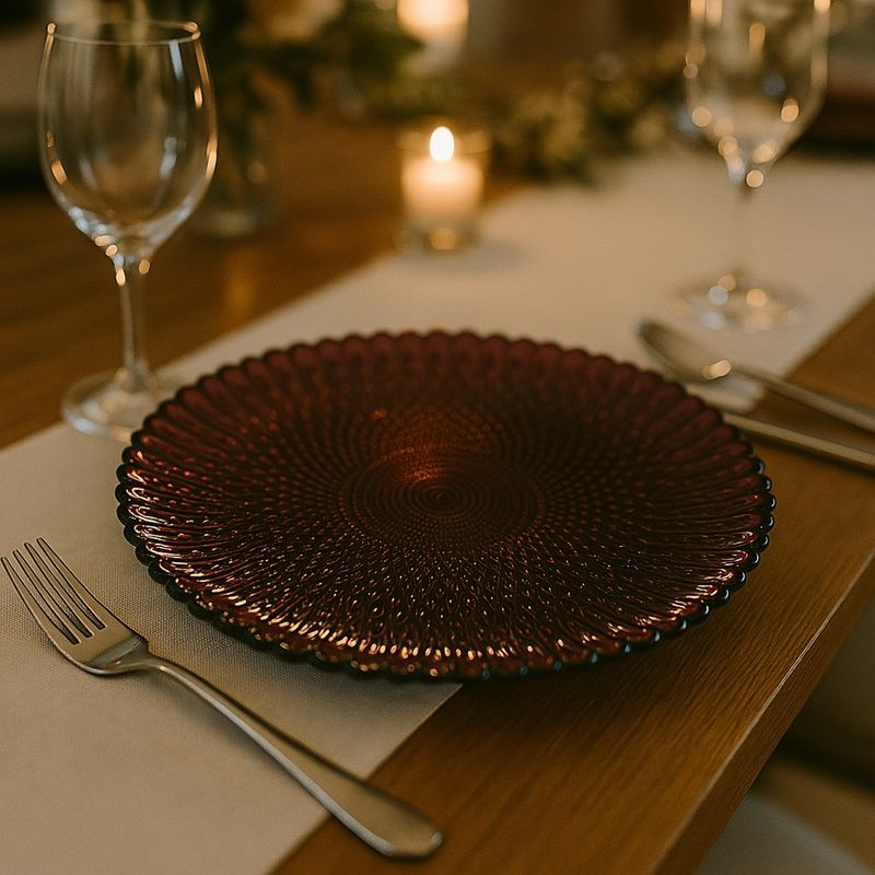 Plato Base de Vidrio Burgundy