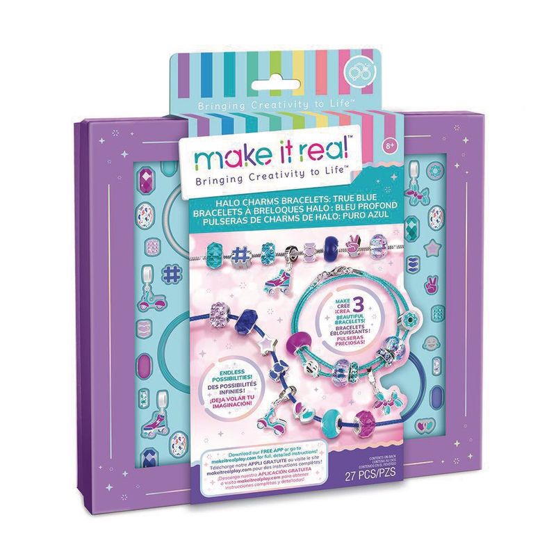 Set De Creación De Pulseras De Encanto Azul Puro 27 Pzas - Make It Real
