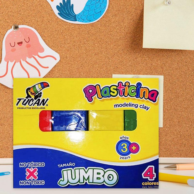Plasticina Jumbo 4 Colores 400 G - Tucan