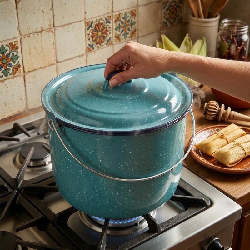 Olla Convexa de Peltre Color Azul Turquesa de 24 Cm
