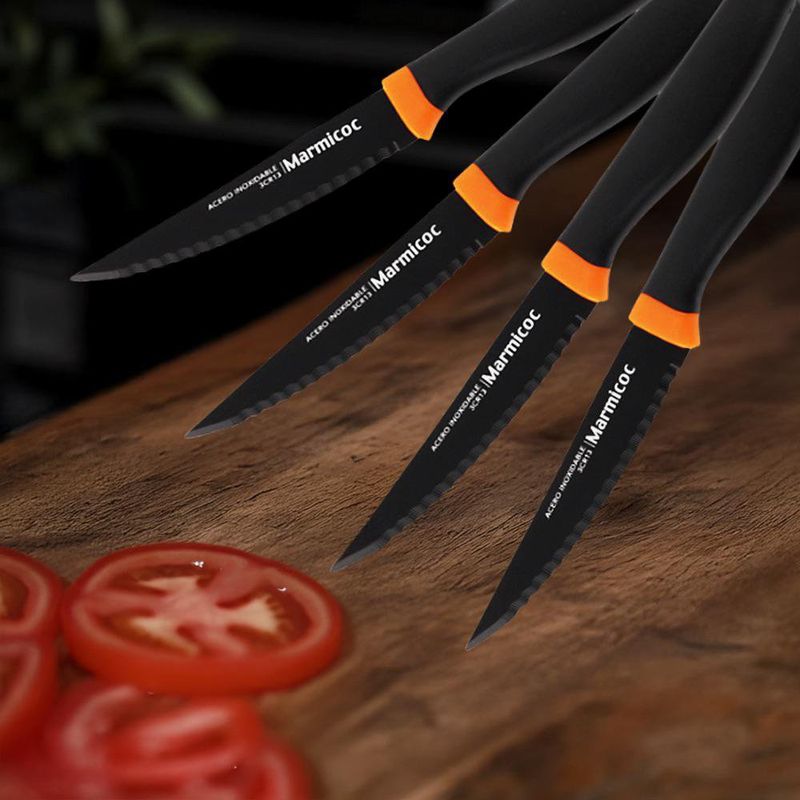 Set de 4 Cuchillos Negros para Carne