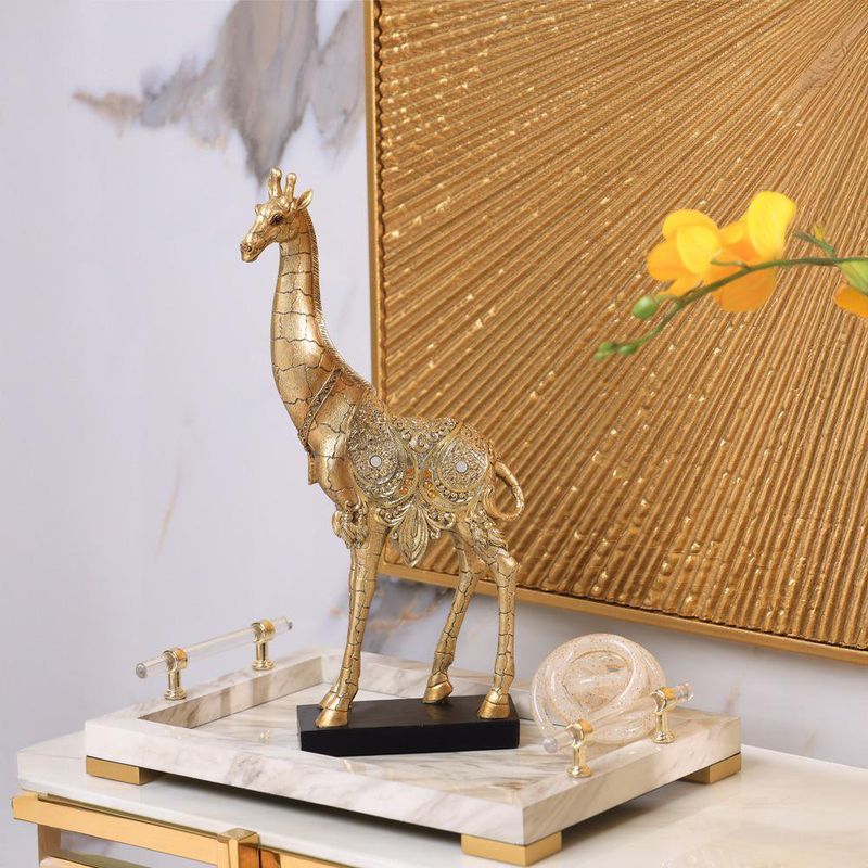Figura Decorativa Jirafa Dorada
