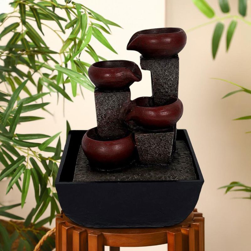 Fuente Decorativa de Jarrones Escalonados con Luz