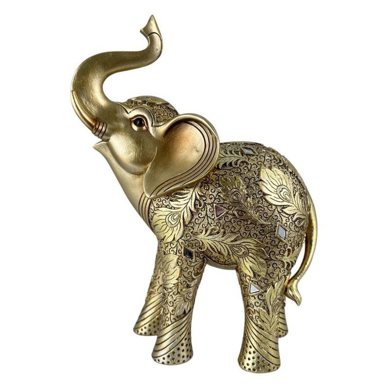 Figura Decorativa de Elefante Dorado