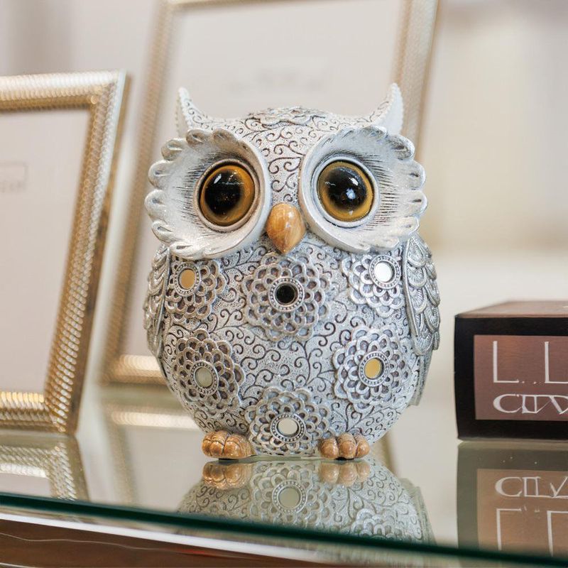 Figura Decorativa Búho Plateado