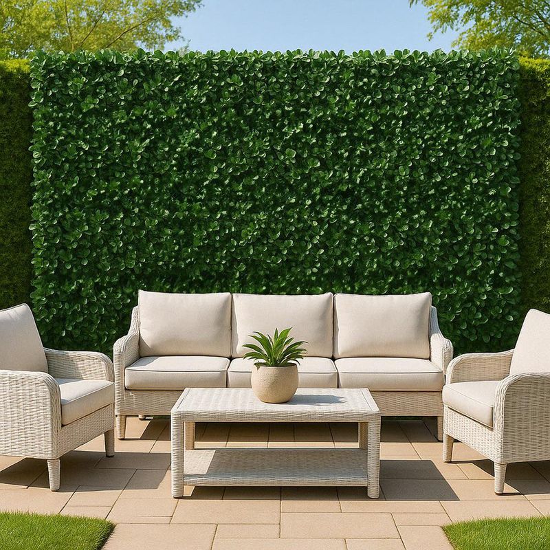 Panel de Follaje Sintético Estilo Boj Verde 50 x 50 Cm