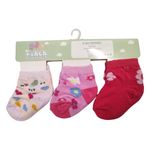 Set 3 Pares de Calcetas Rosadas, Rojas y Blancas 0-6 Meses