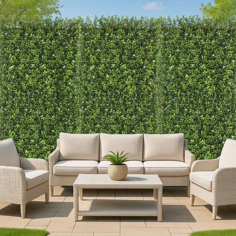 Panel de Follaje Sintético Estilo Jazmín Verde 50 X 50 Cm