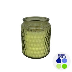 Vela Citronela en Frasco de Vidrio Texturizado Colores Surtidos