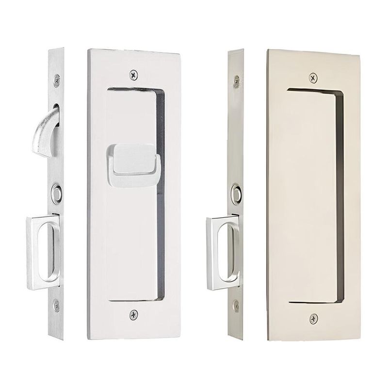 Cerradura Rectangular para Puerta Doble Níquel Satinado