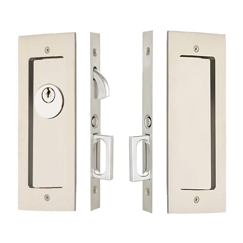 Cerradura Rectangular para Puerta Corrediza Doble Níquel Satinado​