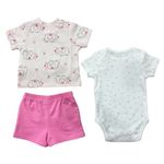 Set Conjunto Elefante Rosa 3 Pzas 6-9 Meses
