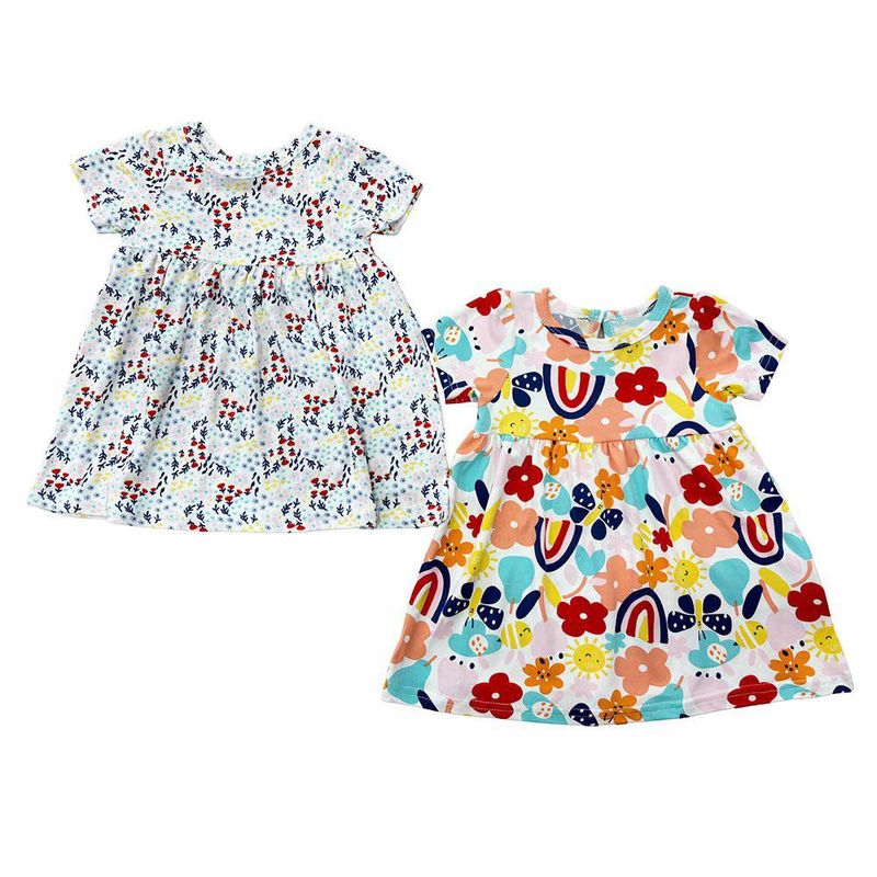 Set Vestidos Arcoíris 2 Pzas 6-9 Meses