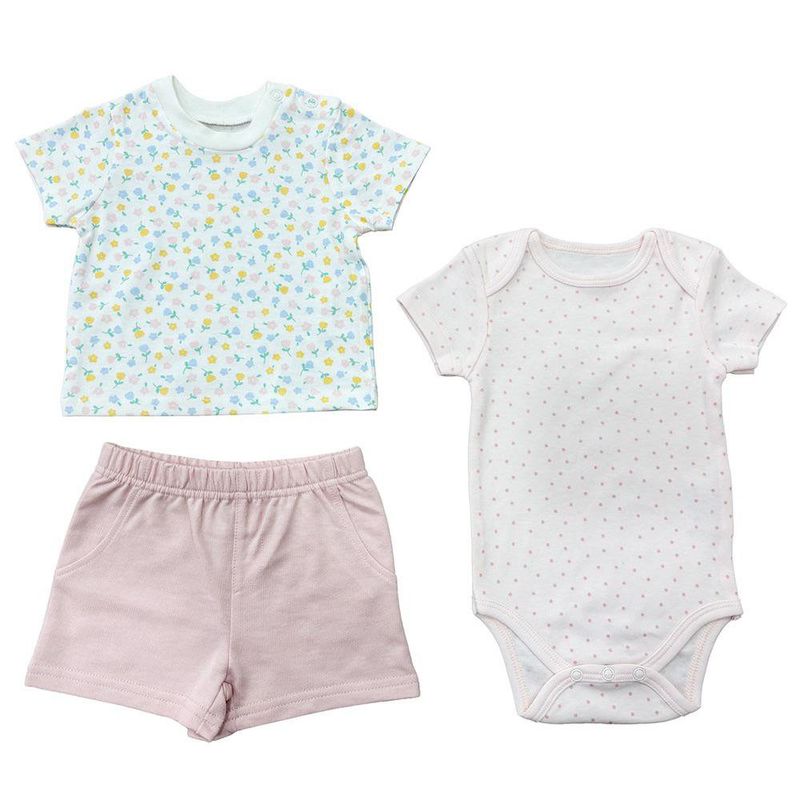 Set Conjunto Floreado 3 Pzas 6-9 Meses