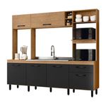 Mueble Modular Zoe Negra con Lavaplatos y Múltiples Compartimentos