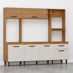 Mueble Zoe Crema con Alacena y Gabinetes