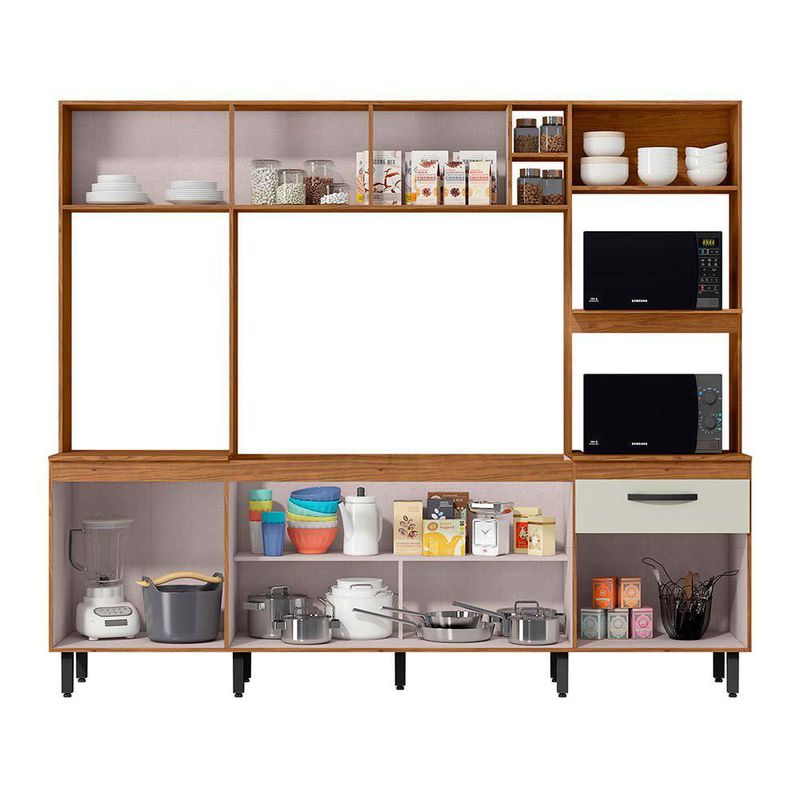 Mueble Zoe Crema con Alacena y Gabinetes