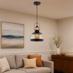 Lampara Colgante de Cristal Columba I Negro y Dorado 60 W