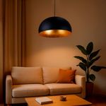 Lámpara Colgante Agora II 1 Luz Negro y Dorado