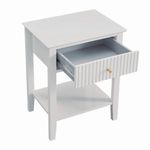 Mesa de Noche Blanca con Cajón y Repisa