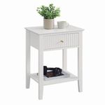 Mesa de Noche Blanca con Cajón y Repisa