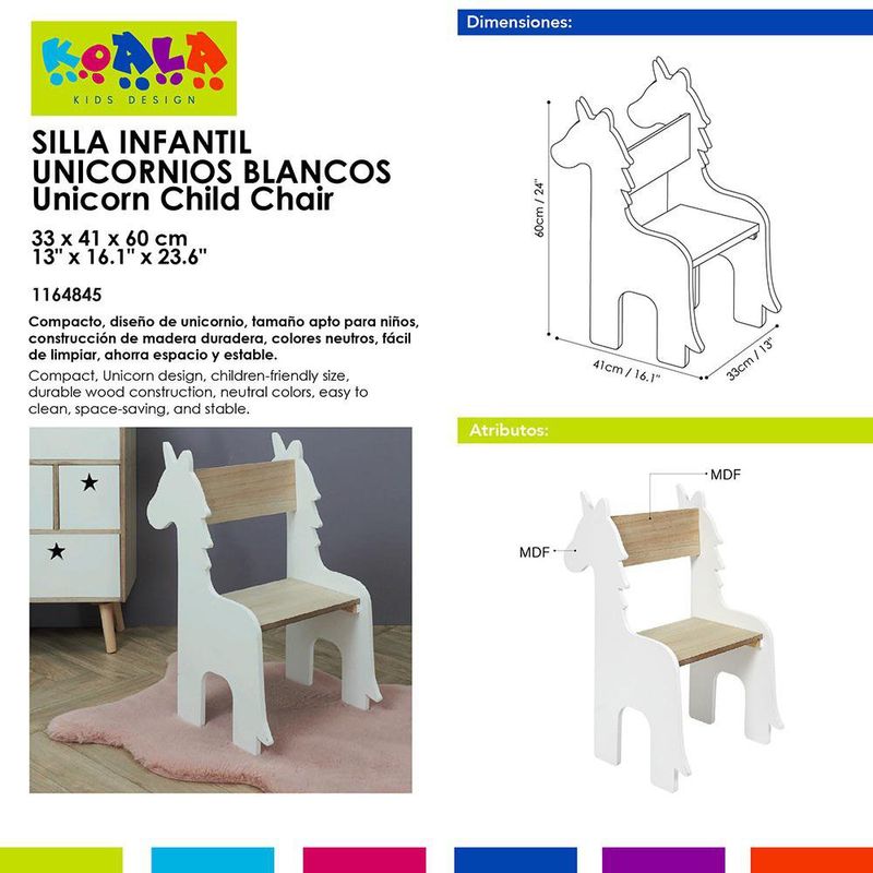 Silla Infantil Unicornios Blanco