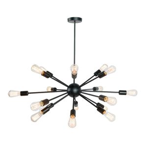 Lámpara Colgante 18 Luces E27 Negra