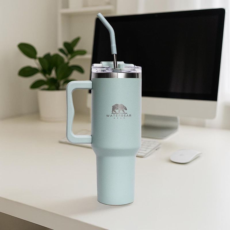 Vaso Térmico con Pajilla 887 Ml Verde Menta