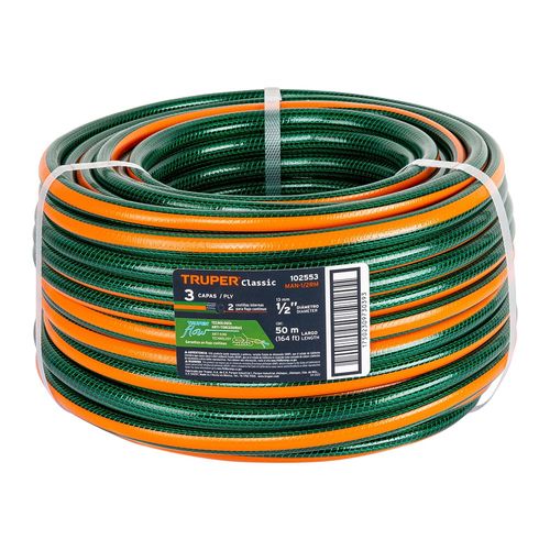 ​Manguera Truper de 1/2 Plg 3 Capas en Rollo de 50 M